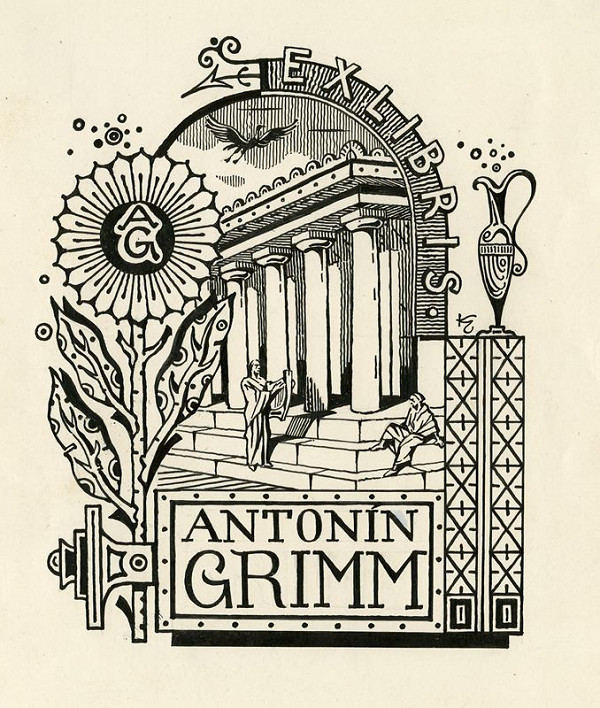 Jan Konůpek – Návrh na:   Ex libris   Antonín  Grimm