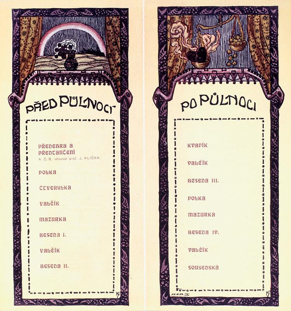 Jan Konůpek – Pozvánka - Ples Akademického čten. spolku - pořádek