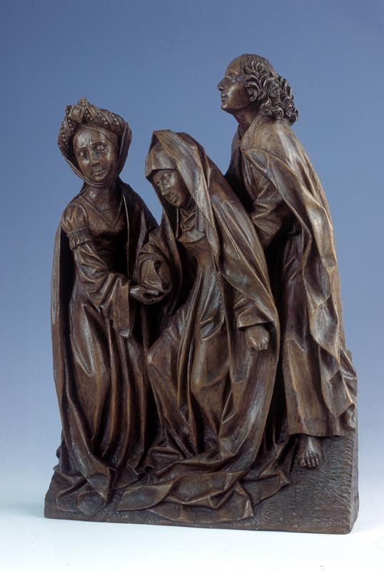 Adriaen van Wesel (dieľňa) – Panna Mária, sv. Ján a Mária Magdaléna, fragment z Ukrižovania, 1460 – 1480, Moravská galéria v Brne