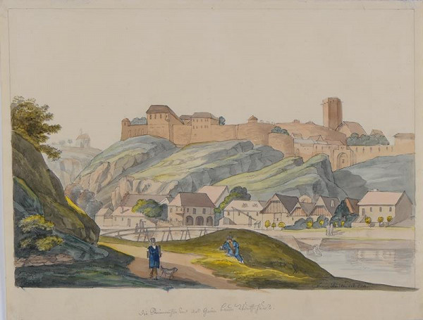 František (Franz) Richter – Znojmo-pohled na hrad a podhradí