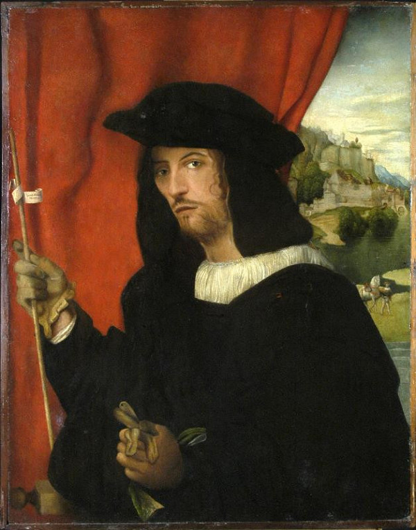Bartolomeo Veneto – Podobizna muže s holí a rukavicemi