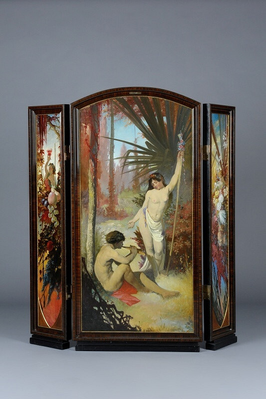 Alfons Mucha – Arkadický výjev (Zefýr a Chloris ?)