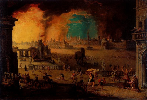 Pieter Schoubroeck – Aeneas vynáší svého otce Anchise z hořící Troje 