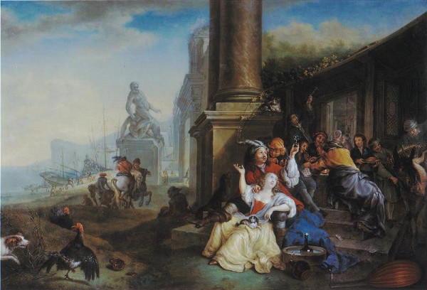 Jan Weenix – Veselá společnost na břehu moře 