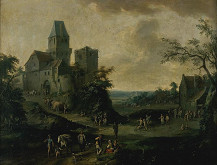 Franz de Paula Ferg – Krajina s hradem a figurální stafáží 