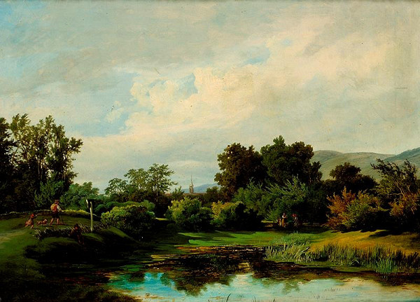 Anton Altmann ml. – Krajina u rybníka (Okraj lesa v podvečer)