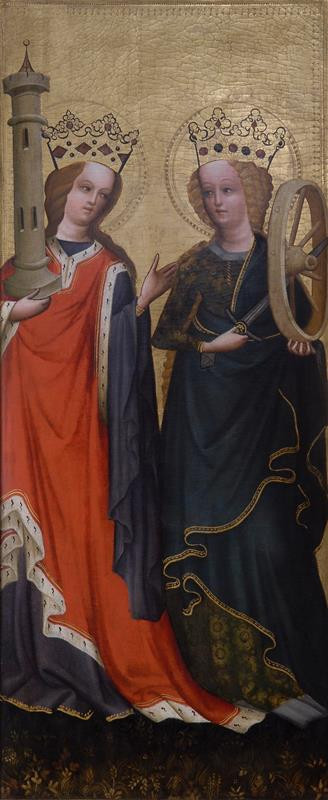 Neznámy rakúsky maliar – Sv. Katarína a sv. Barbora, okolo 1430, Moravská galéria v Brne