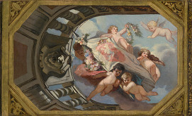 Adolf Liebscher – Putti nesoucí prapor s českým lvem, návrh výzdoby foyer Národního divadla 