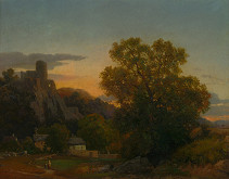 Alois Bubák – Večerní krajina se zříceninou 