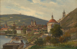 Alois Kirnig – Pohled na Malou Stranu z nábřeží pod Letnou 