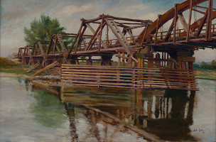 Antonín Balcar – Pohled na dřevěný Libeňský most 