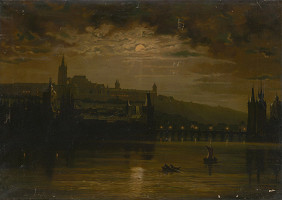 Robert Assmus – Pohled na Hradčany, Malou Stranu a Karlův most ze Střeleckého ostrova 