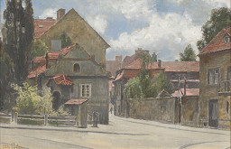 Otto Peters – Pohled na křižovatku ulic Klárov a U Lužického semináře 