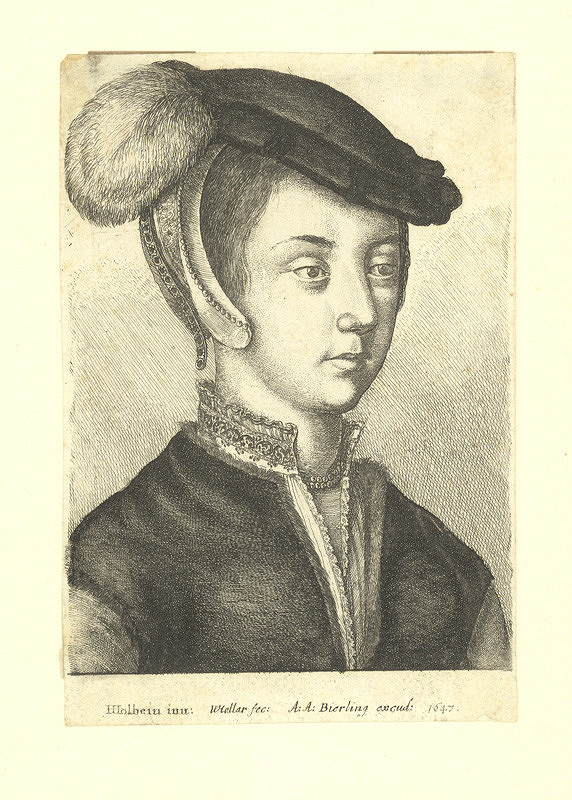 Václav Hollar – Dáma v klobouku, podle Hanse Holbeina