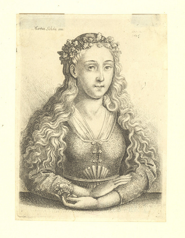 Václav Hollar – Žena s dubovým věncem, podle Martina Schongauera