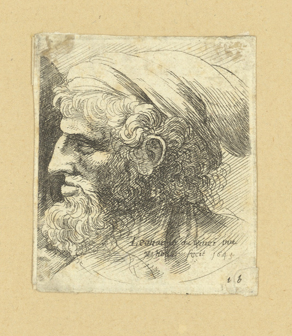 Václav Hollar – Hlava starce, podle Leonarda da Vinci