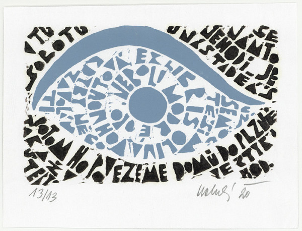 Bohdana Holubcová – Ex libris Olga Vohnoutová, Modré oko