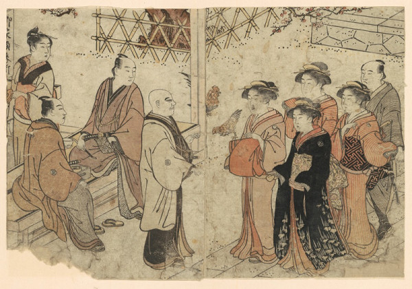 Katsukawa Shunchō – První setkání nevěsty s ženichem