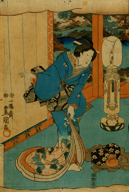 Utagawa Kunisada – Dívka při večerní toaletě