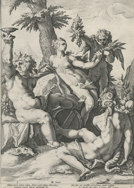 Jacob Matham – Venuše, Bakchus a Ceres (podle Hendricka Goltzia) 