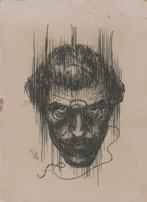 Karel Hlaváček – Autoportrét se skřipcem (z cyklu Prostibolo duše)