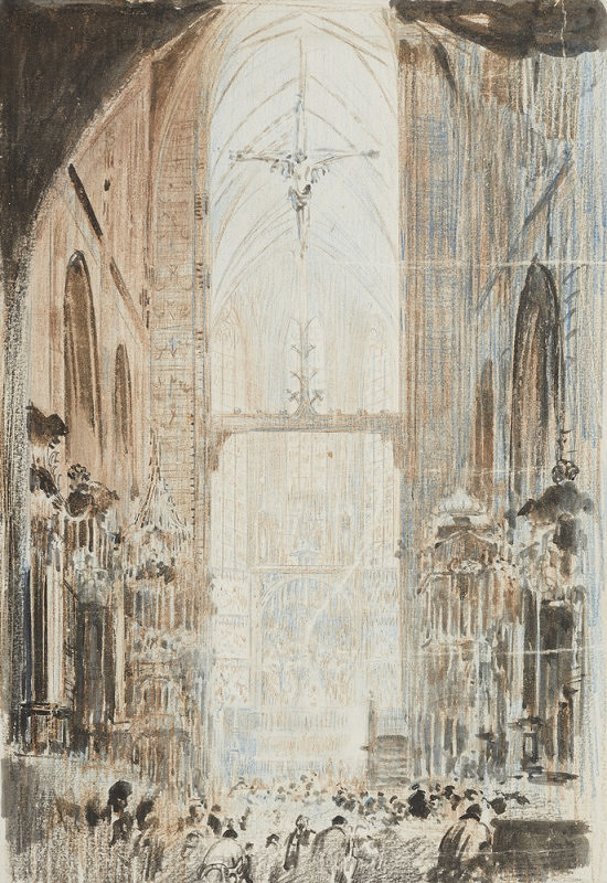 Leon Wyczółkowski – Vnitřek chrámu P. Marie v Krakově 