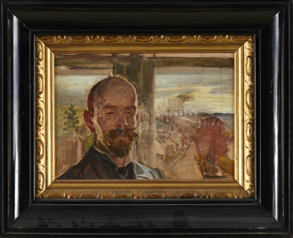 Jacek Malczewski – Vlastní portrét na pozadí Krakova