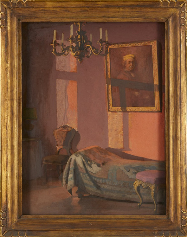 Václav Hradecký – Kout ateliéru při západu 