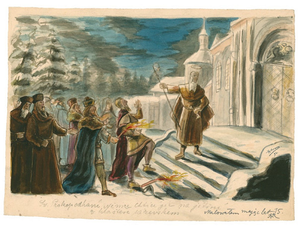 Wlastimil Hofman – Svatý Prokop odhání Němce od kláštera Sázavského 