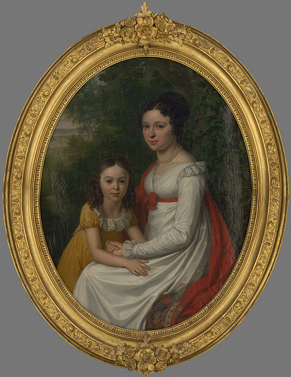 Slovenský maliar z 1. polovice 19. storočia – Dáma s dievčatkom
