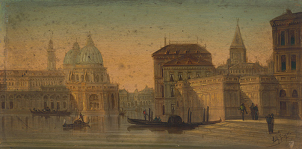 August Sieger – Pohľad na Santa Maria della Salute v Benátkach