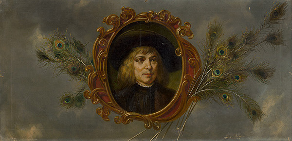 Gabriela Eleonora Jozefa Saint-Genois – Portrét mladého muža v dekoratívnom orámovaní