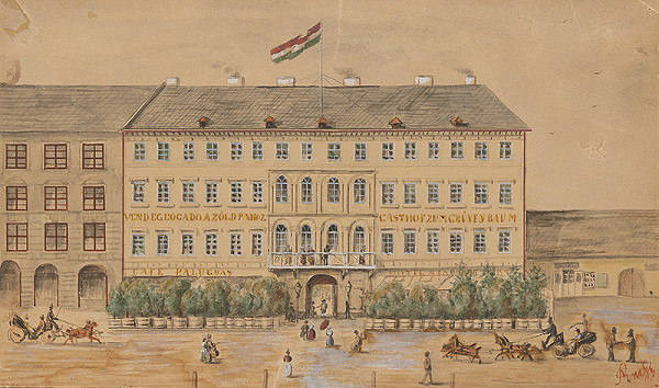 Slovenský maliar po polovici 19. storočia – Pohľad na hotel 'K zelenému stromu'