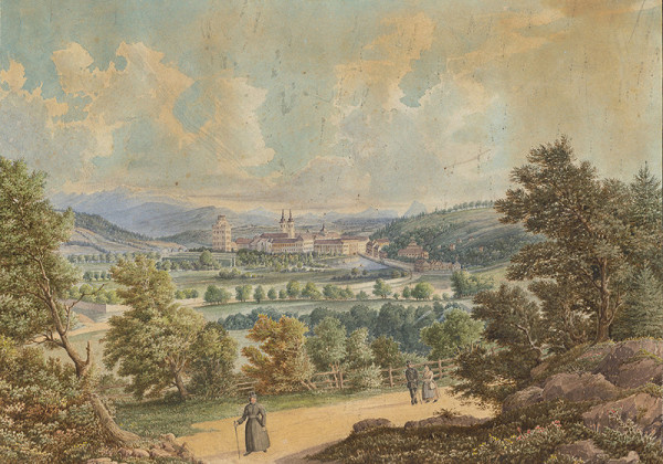 Jozef Krötzer – Pohľad na Alpské mesto s kláštorom
