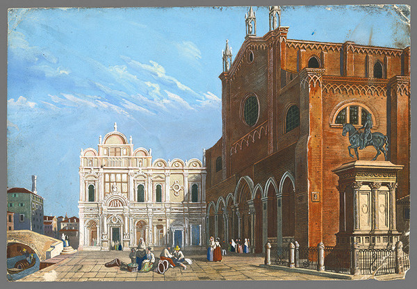 Taliansky maliar okolo polovice 19. storočia – Pohľad na baziliku St. Giovanni e Paolo v Benátkach