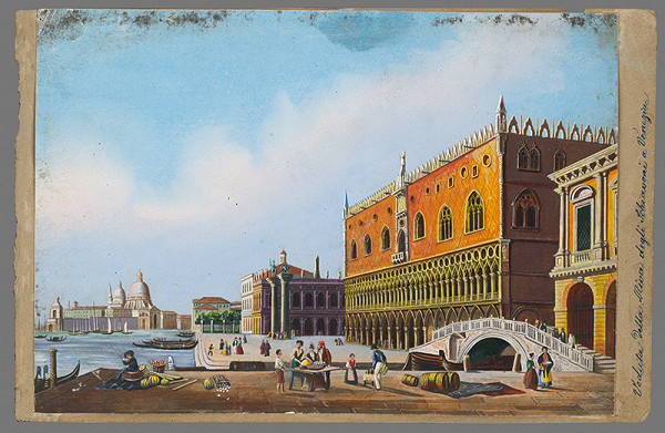 Taliansky maliar okolo polovice 19. storočia – Pohľad na dóžací palác v Benátkach a jeho okolie