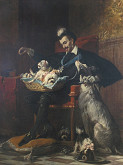 Charles Herrmann-Léon – Anglický kráľ Heinrich III. so psami 