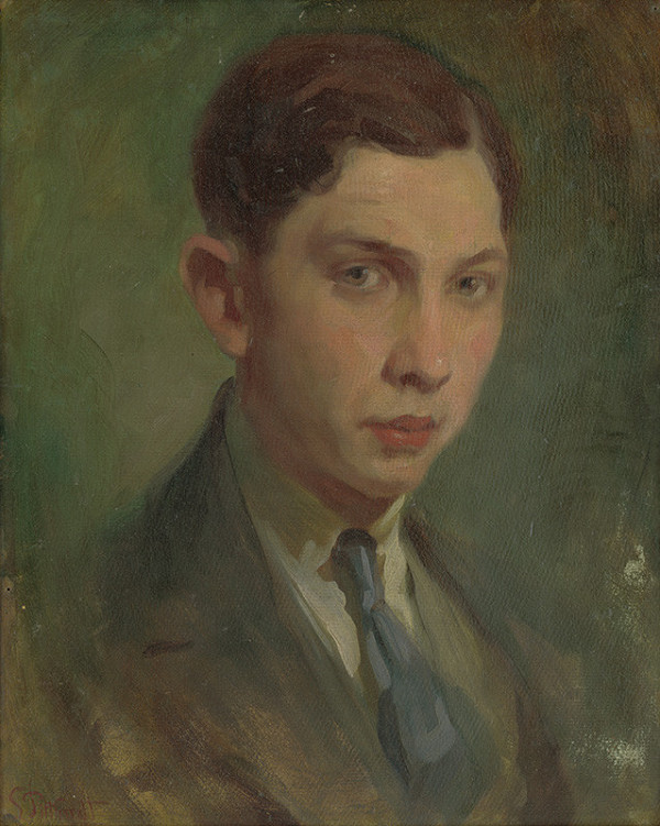 Ľudovít Pitthordt – Portrét mladého muža s modrou kravatou 