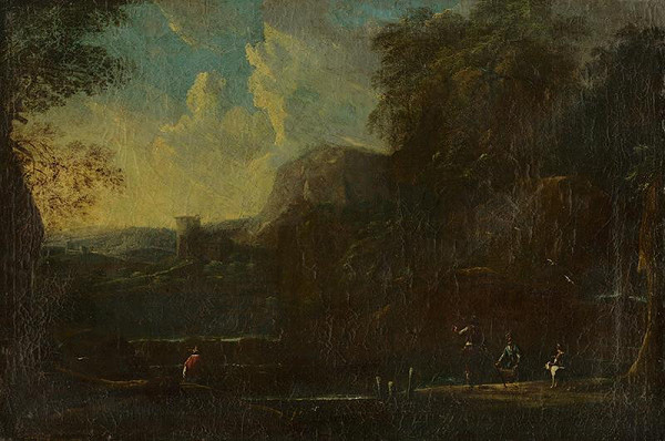 Stredoeurópsky maliar okolo polovice 18. storočia – Krajina s hradom v pozadí