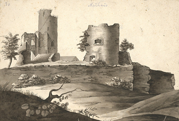 Stredoeurópsky maliar zo začiatku 19. storočia – Zrúcaniny stredovekej pevnosti - Neuhaus