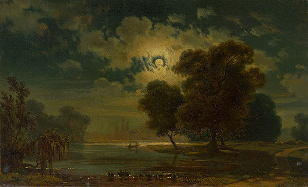 Slovenský maliar z konca 19. storočia – Krajina so zátokou jazera