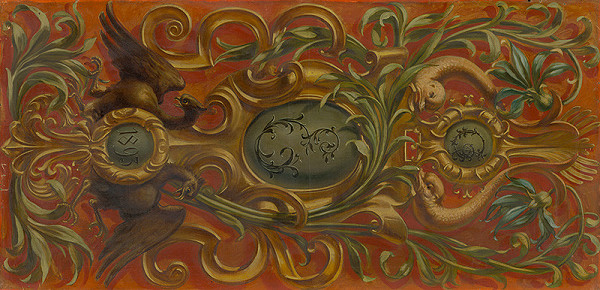 Gabriela Eleonora Jozefa Saint-Genois – Monogram G E s florálno-animálnym motívom 