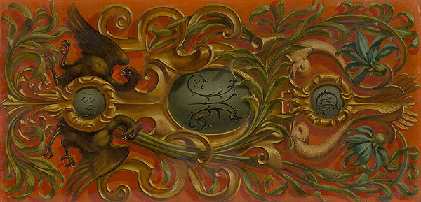 Gabriela Eleonora Jozefa Saint-Genois – Monogram G M v kartušiach s florálno-animálnym motívom 