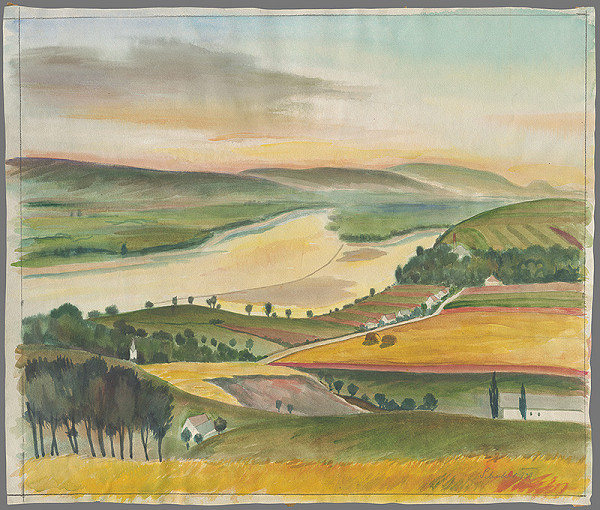 Július Schubert – Dunaj s ostrovom Käsmacher 