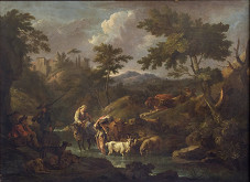 Carl Philipp Schallhas – Krajina s potokom a napájaním stáda 