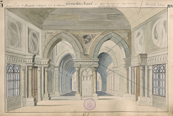 Gustáv Wintersteiner – Návrh na scénu Súdna sieň 