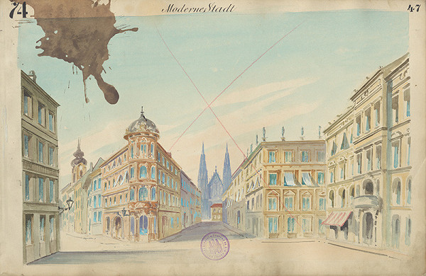 Gustáv Wintersteiner – Návrh na scénu 'Moderné mesto' 