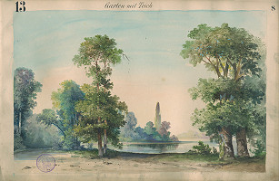 Gustáv Wintersteiner – Návrh na scénu 'Záhrada s rybníkom' 