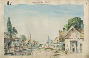 Gustáv Wintersteiner – Návrh na scénu 'Maďarská dedina' 