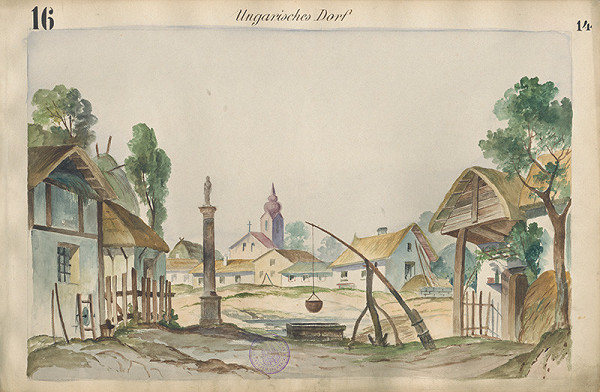 Gustáv Wintersteiner – Návrh na scénu - Maďarská dedina